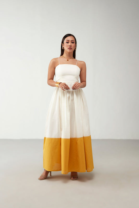Minimalist Dual-Tone Maxi Dress